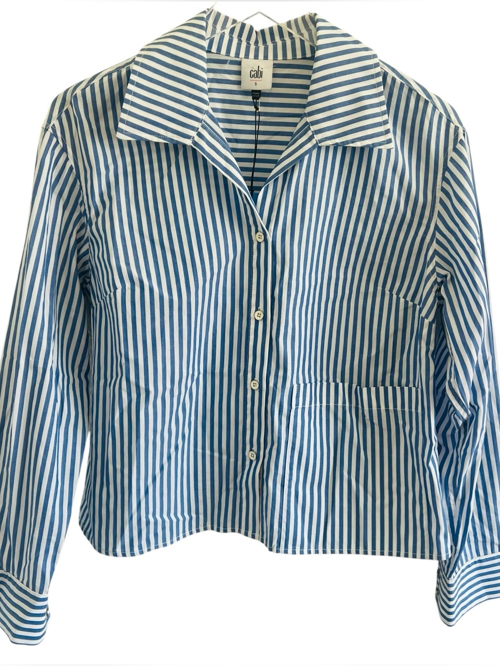 CAbi Blue & White Striped Button-Front Top